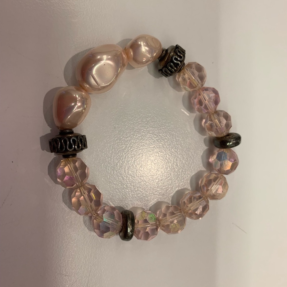 Brand new Pink pearl and crystals bracelet.
